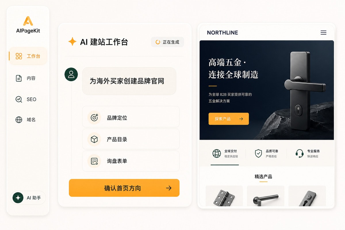 AI 全自动独立站(AIPageKit)产品界面