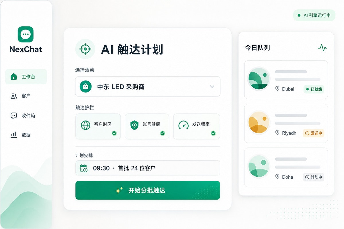 AI WhatsApp 自动群发(NexChat)产品界面
